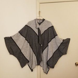 Cynthia Ashby tunic/jacket, black/grey geo-blocked striped cotton, two button